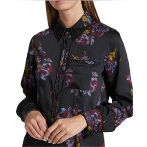 Cinq à Sept Blanche Floral Beaded Blouse in Black Multicolored